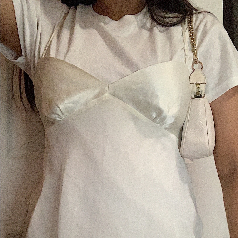white satin and mesh Cami
